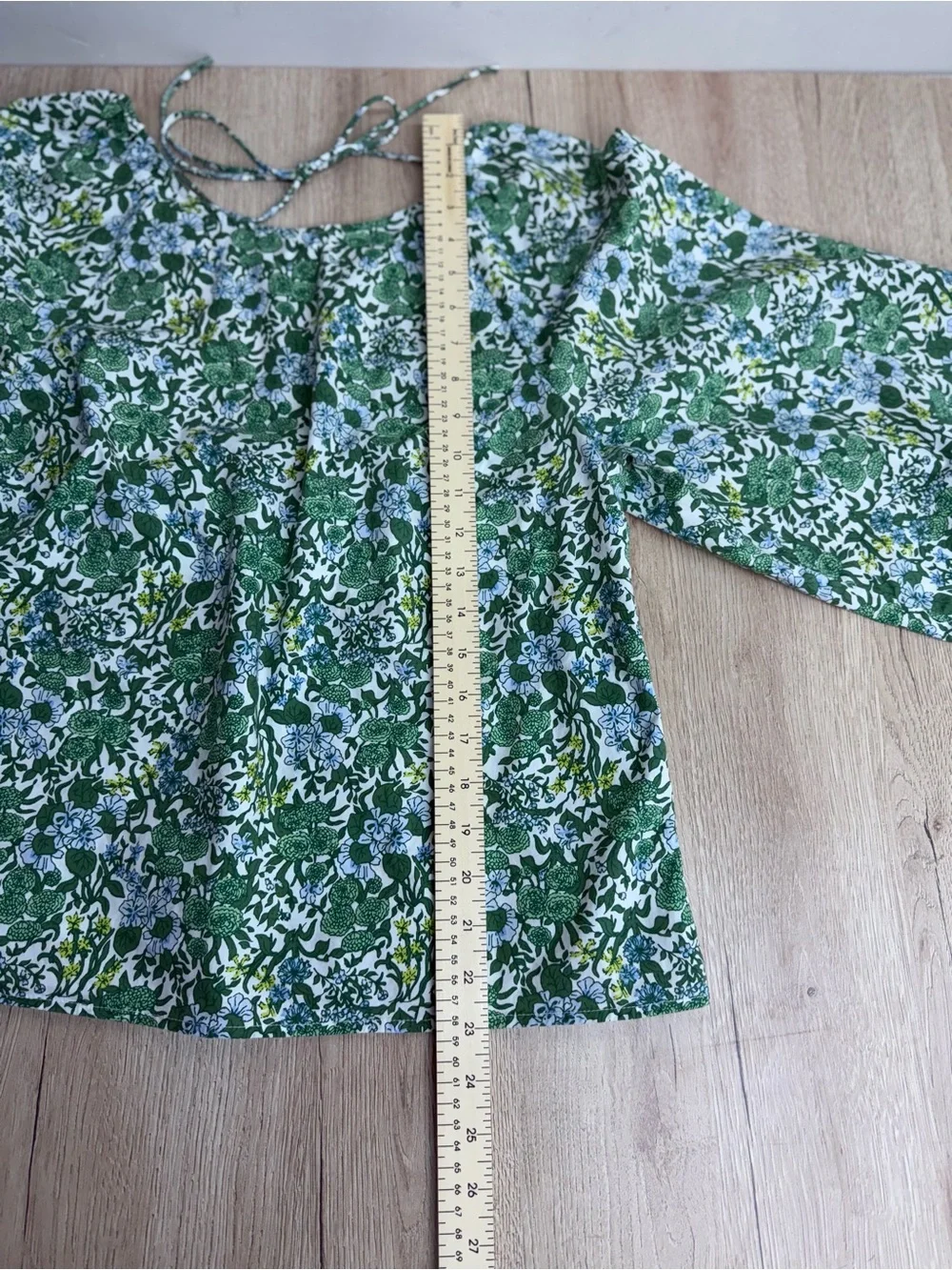 J.Crew Tie-Back Stretch Cotton Poplin-blend Top Blouse Fete Floral Green Sz. 14 - Picture 12 of 15